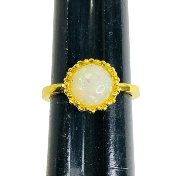 Faux Opal Goldtone Women's 7 Fashion Boutique Ring - Picture 4 of 5